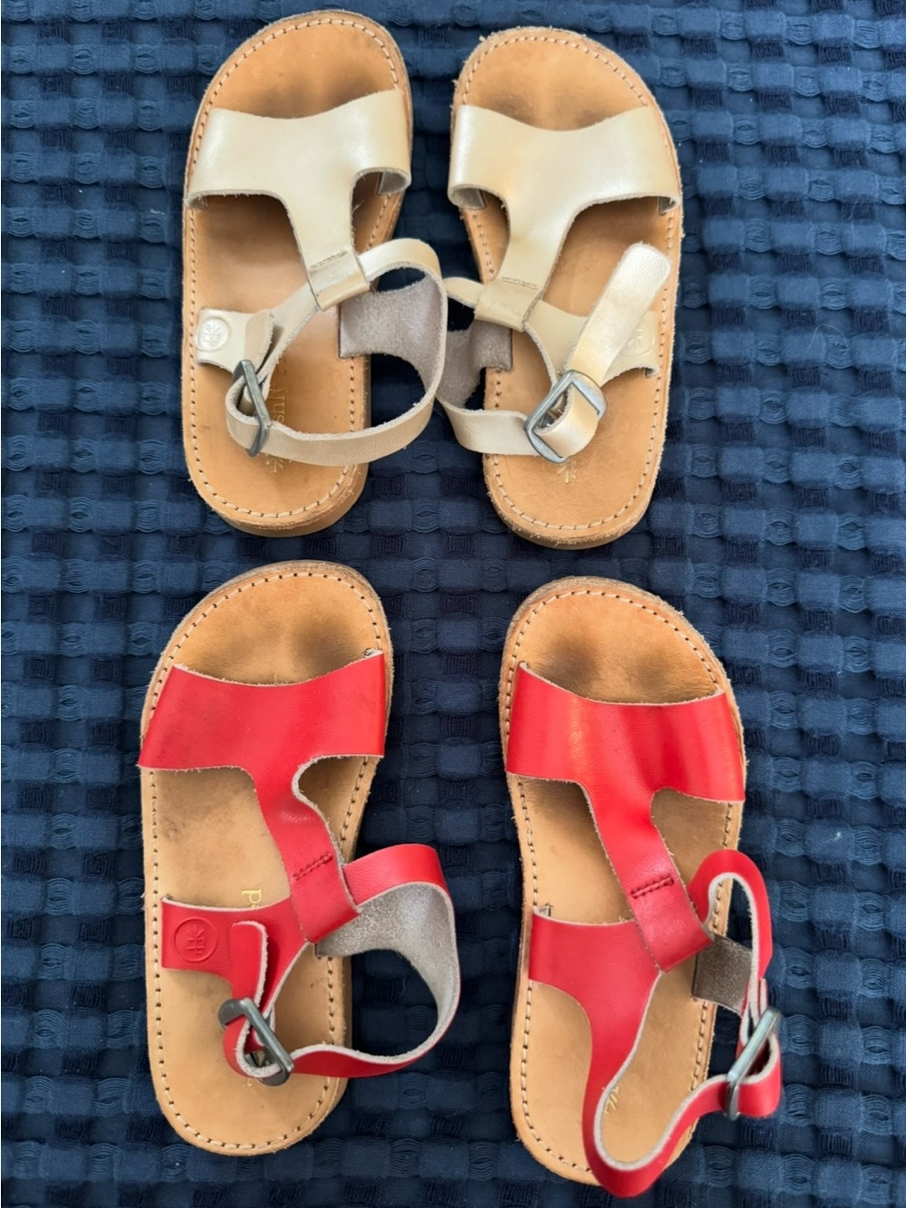 Freshly Picked toddler girl Leather Sandals in Red and Gold, size 8